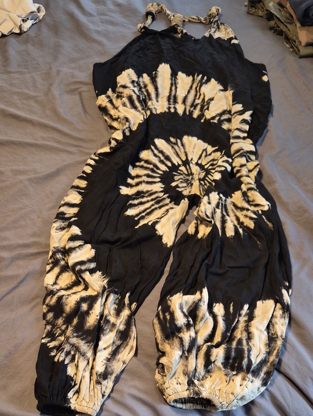 Tie-Dye Black & Cream Jumpsuit